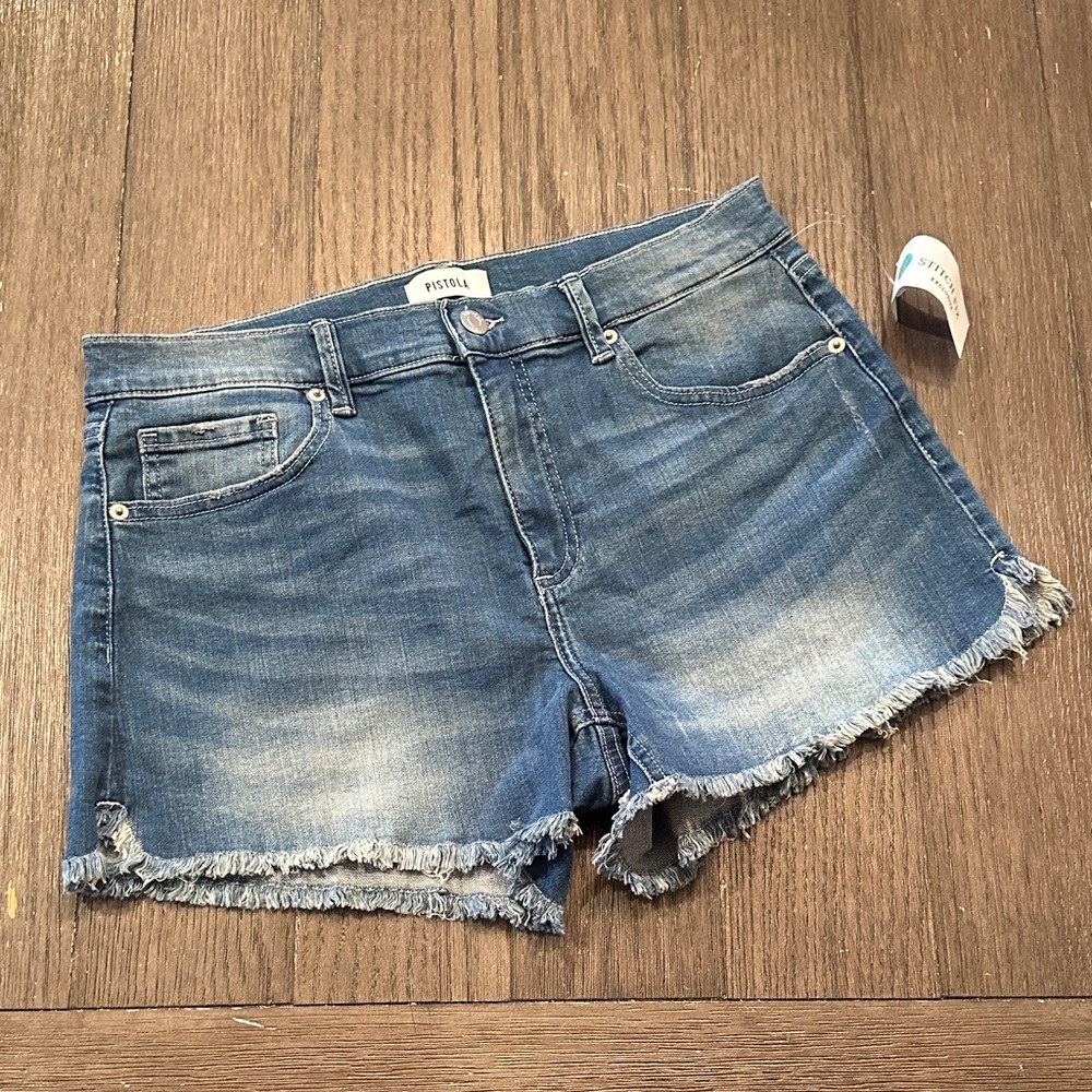 Pistola Distressed Blue Jean Shorts
